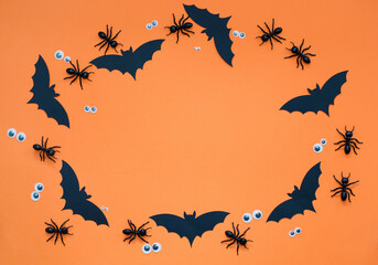 Frame border Halloween decorations orange background