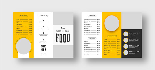 Restaurant cafe food menu trifold brochure or flyer