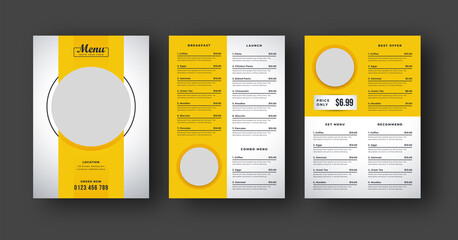 Food menu flyer poster. Brochure design for restaurant cafe
