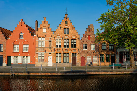 Canal and old houses. Bruges Brugge , Belgium