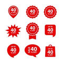  up to 40 percent off label