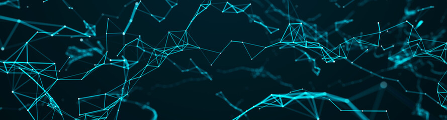 Abstract digital background of points and lines. Glowing plexus. Big data. Network or connection. Abstract technology science background. 3d rendering