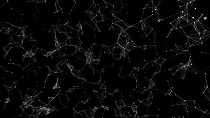 Abstract digital background of points and lines. Glowing plexus. Big data. Network or connection. Abstract technology science background. 3d vector illustration.