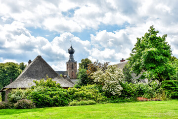 View of the picturesque and idyllic village of Dwingeloo in Drenthe, The Netherlands, Holland, Europe