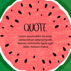 Quotes on a summer background of watermelon. Hello summer lettering and watermelon.