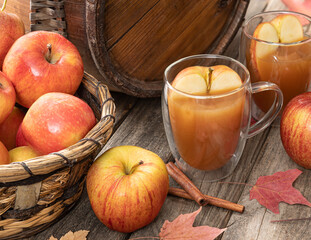 Glass of Apple Cider and Fresh Apples