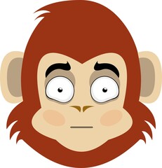 Vector emoticon illustration of a cartoon monkey's face with an embarrassed and blushing expression