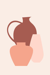 Vase boho minimalist pattern background. Abstract vase silhouette for souvenir shop tag design, home decor store flyer, t shirt print, market advertising etc