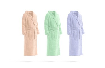 Blank colored hotel bathrobe mock up, side view