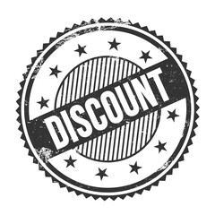 DISCOUNT text written on black grungy round stamp.