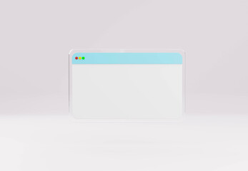  Web window screen mockup Modern browser window design isolated on white background.  3d render.
