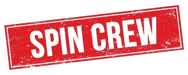 SPIN CREW text on red grungy rectangle stamp.