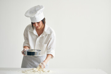 woman chef kneading dough cooking flour products professional