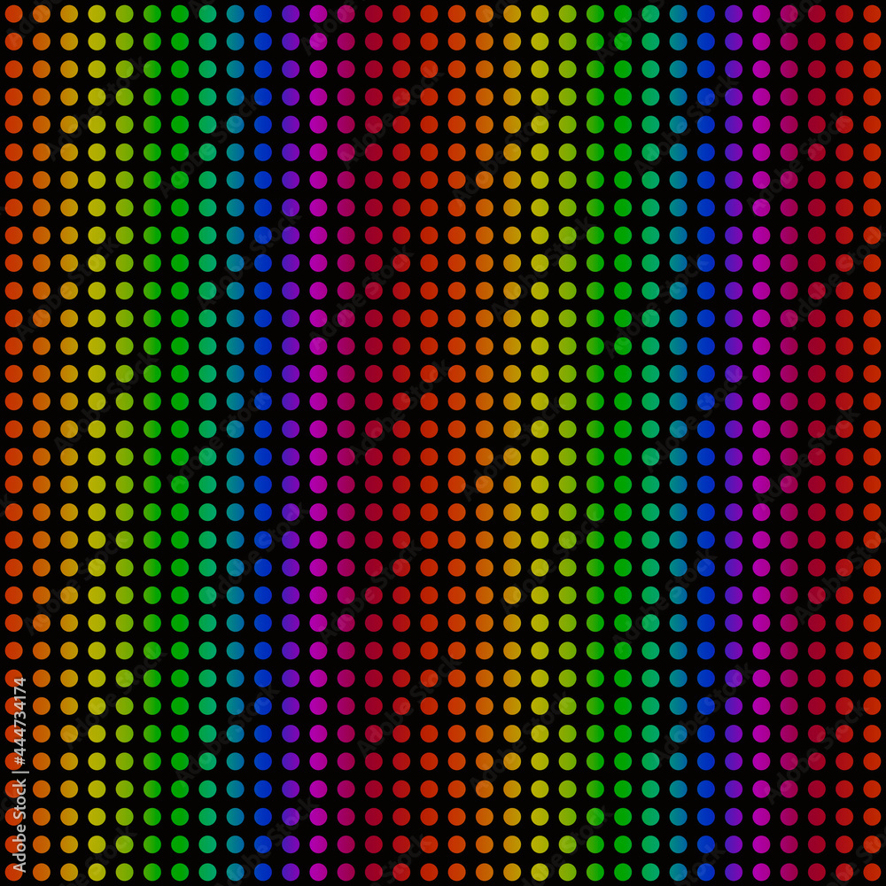 Aufkleber gradient rainbow circles and black background. vector seamless circles and rainbow colors.