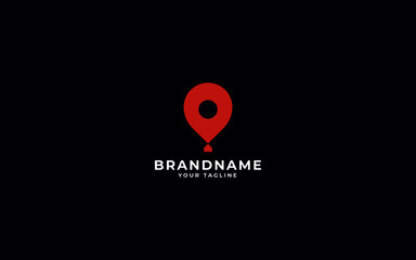 Hot air ballon logo design with red pin gps sign symbol