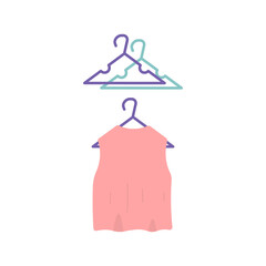 Obraz premium illustration of a hanger. tool for hanging clothes. a garment on a hanger. flat cartoon style. vector design