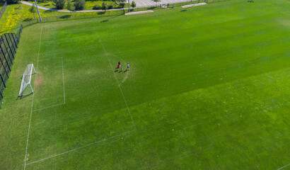 An aerial view of a sports field