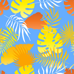 Fototapeta na wymiar Seamless Sunner Time Tropical Exotic Pattern Background