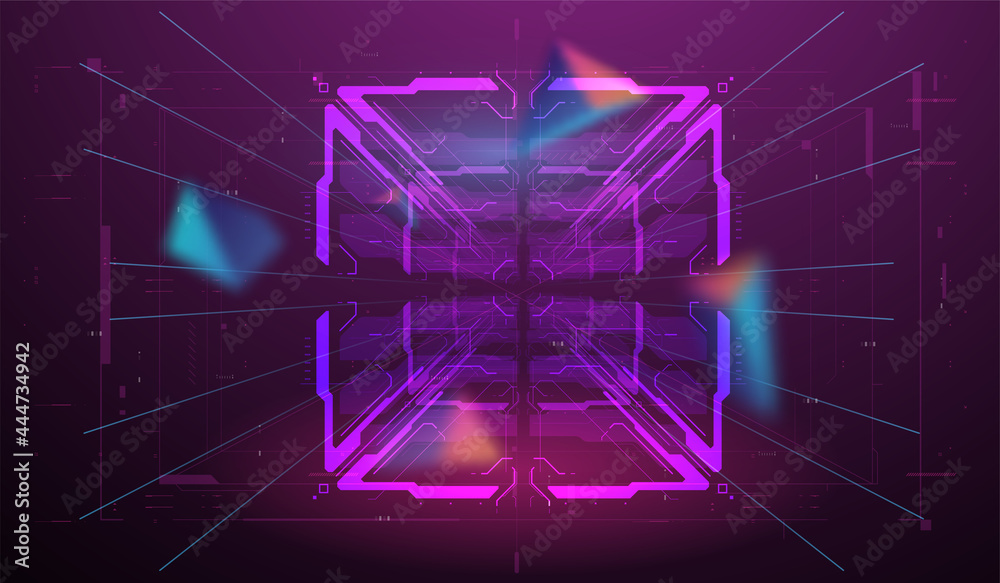 Poster futuristic hud frames. sci fi technology template design. virtual space background. abstract layout 