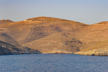 Fototapeta na wymiar Scenic seascape view near Lighthouse Tamelos located on the Tamelos cape, at the south side of Kea island, Greece