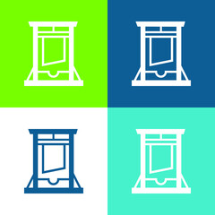 Antique Weapon To Cut Heads Flat four color minimal icon set