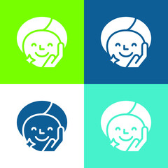 Beauty Treatment Flat four color minimal icon set