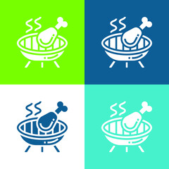 Barbecue Flat four color minimal icon set
