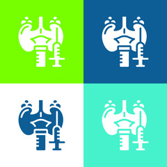 Adrenal Gland Flat four color minimal icon set