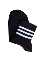 Black socks with a white stripe isolated on a white background