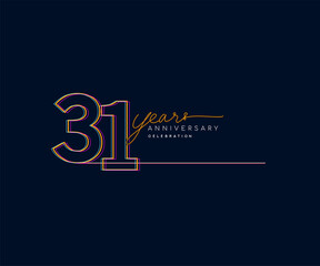 Fototapeta na wymiar 31st Years Anniversary Logotype with Colorful Multi Line Number Isolated on Dark Background.