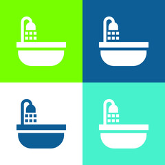 Bathtub Flat four color minimal icon set