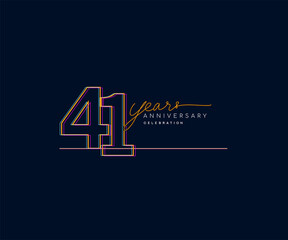 41st Years Anniversary Logotype with Colorful Multi Line Number Isolated on Dark Background.