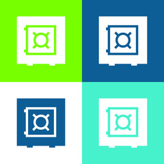 Bank Security Box Flat four color minimal icon set