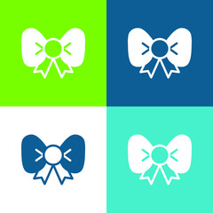 Bow Flat four color minimal icon set