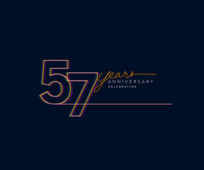 Fototapeta na wymiar 57th Years Anniversary Logotype with Colorful Multi Line Number Isolated on Dark Background.