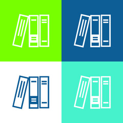 Books For Study Flat four color minimal icon set