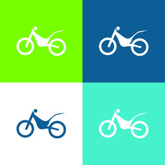 Bike Side View Flat four color minimal icon set