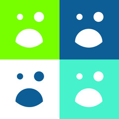Black Eye And Opened Mouth Emoticon Square Face Flat four color minimal icon set