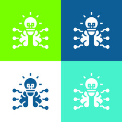 Brain Flat four color minimal icon set
