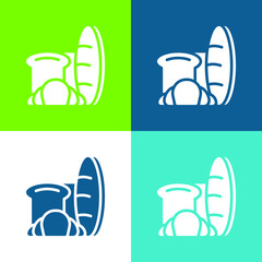 Bread Flat four color minimal icon set