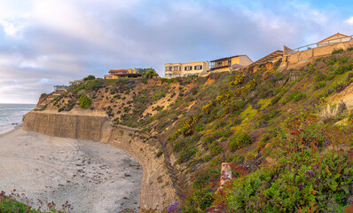 Waterfront buildings on top of a rocky land at San Diego, California