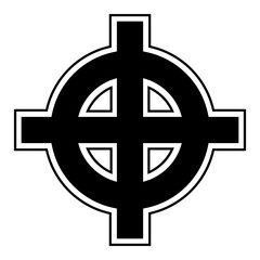 Fototapeta premium Religious symbol celtic cross. Black vector illustration isolated on white background