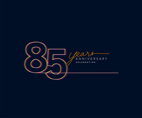 85th Years Anniversary Logotype with Colorful Multi Line Number Isolated on Dark Background.