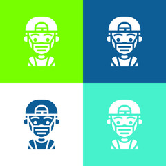 Boy Flat four color minimal icon set