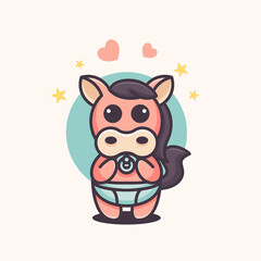 cute baby horse logo