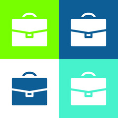 Briefcase Flat four color minimal icon set