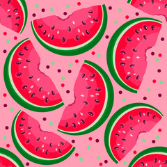 Watermelon on pink with dots