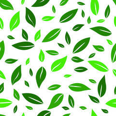 Abstract green leaves seamless pattern vector for decoration on natural, organic and spring season concept.