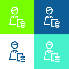 Accountant Flat four color minimal icon set