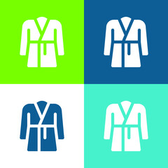 Bathrobe Flat four color minimal icon set